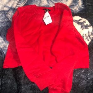 NWT Red Cropped Long Sleeve Top